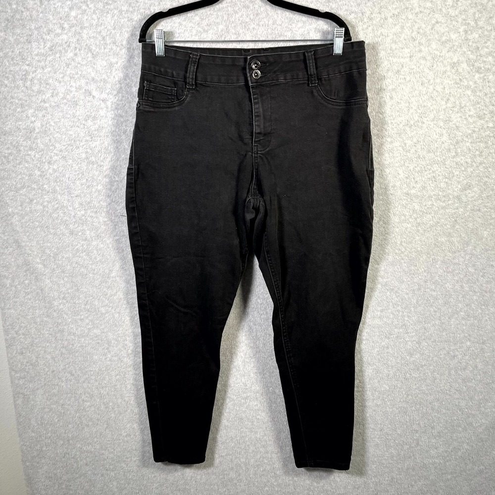 Sandpiper Skinny Jeans Womens 18W Black Denim Cotton Dark Wash Streetwear Casual